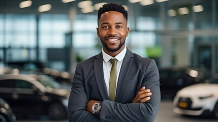 Portrait of a successful African American car salesman