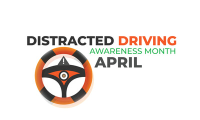 Distracted Driving Awareness Month. background, banner, card, poster, template. Vector illustration.