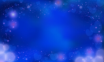 Obraz na płótnie Canvas Vector blue blur hearts on a glowing background