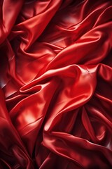 Red crumpled silk fabric