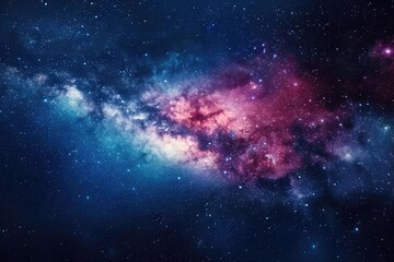 Starry night sky with galaxy and nebula