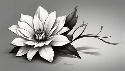 Foto op Canvas Abstract floral background with white lotus flowers. Hand-drawn illustration. © i7