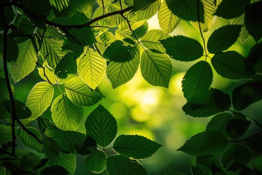 Sunlight streaming through forest leaves Creating a dappled texture