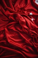 Obraz premium Red Turkish Flag with White Crescent and Star
