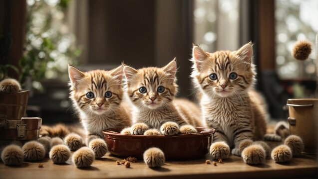 charming illustrations of playful kittens engaged in various activities Generative AI