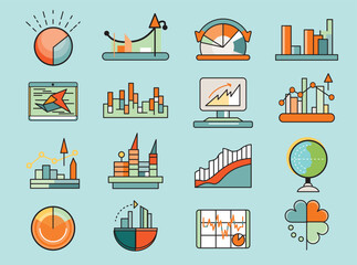 ビジネス　グラフ　アイコン　ロゴマークセット