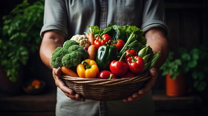 Fototapeta premium Fresh Organic Vegetables in a Basket