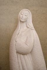 A statue of the Virgin Mary. Located in the complex of the Basilica of the Most Holy Trinity in the...