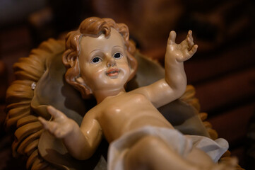 The Infant Jesus. A nativity scene in the St Martin's Cathedral (Katedrála svätého Martina) in...