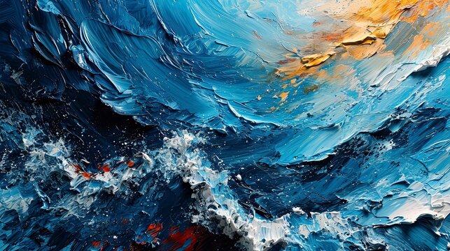 Blue Brush Stroke Texture Japanese Ocean, Wallpaper Pictures, Background Hd