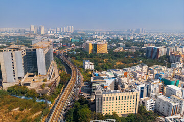 Fototapeta na wymiar Hitec city with in Hyderabad city a major Information technology hub in India.
