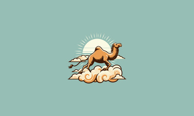 camel on cloud vector illustration logo design