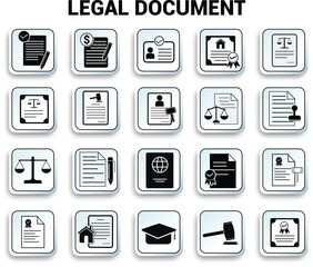 Legal document icon set Vector  illustration design