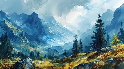 Hand Painted Watercolour Landscape Background, Wallpaper Pictures, Background Hd