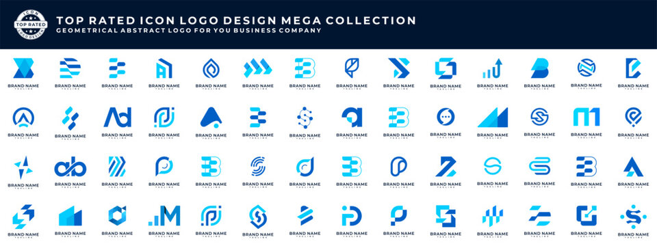 Abstract monogram letter logos collection. Geometric abstract logos icon design template