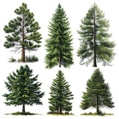 Obraz premium Isolated pine tree on white, Festively decorated Christmas tree with snow