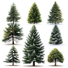 Fototapeta premium Isolated pine tree on white, Festively decorated Christmas tree with snow