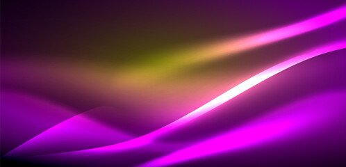 Dynamic waves in ethereal glow of neon lights. Concept merges fluidity of motion with vibrant allure of neon, crafting entrancing backdrop that embodies both vitality and futuristic sophistication