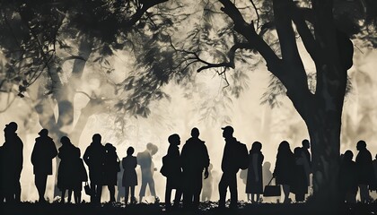 Silhouettes and shadows of people - obrazy, fototapety, plakaty