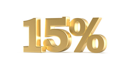 15 Percent Gold Number 3D Rendering