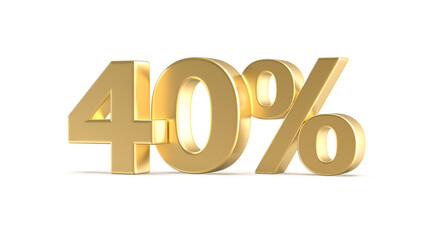 40 Percent Gold Number 3D Rendering