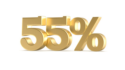 55 Percent Gold Number 3D Rendering