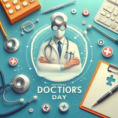 International doctors day theme logo Image 3d Photo celebrate doctors day