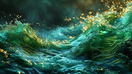 Natural Green Background Metallic Wave, Wallpaper Pictures, Background Hd