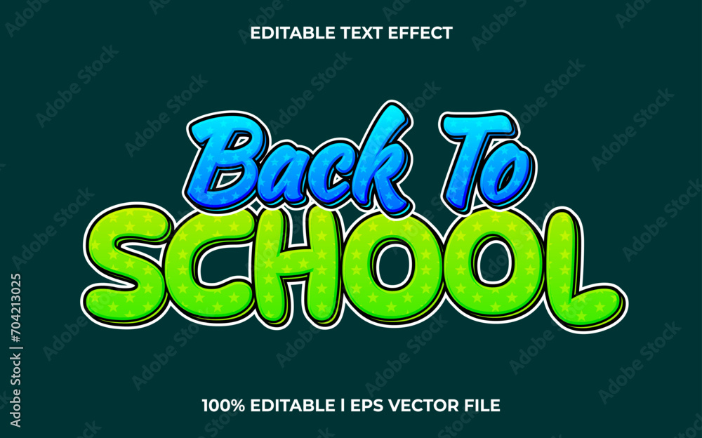 Poster vector back to school editable font. typography template text effect. lettering vector illustration 