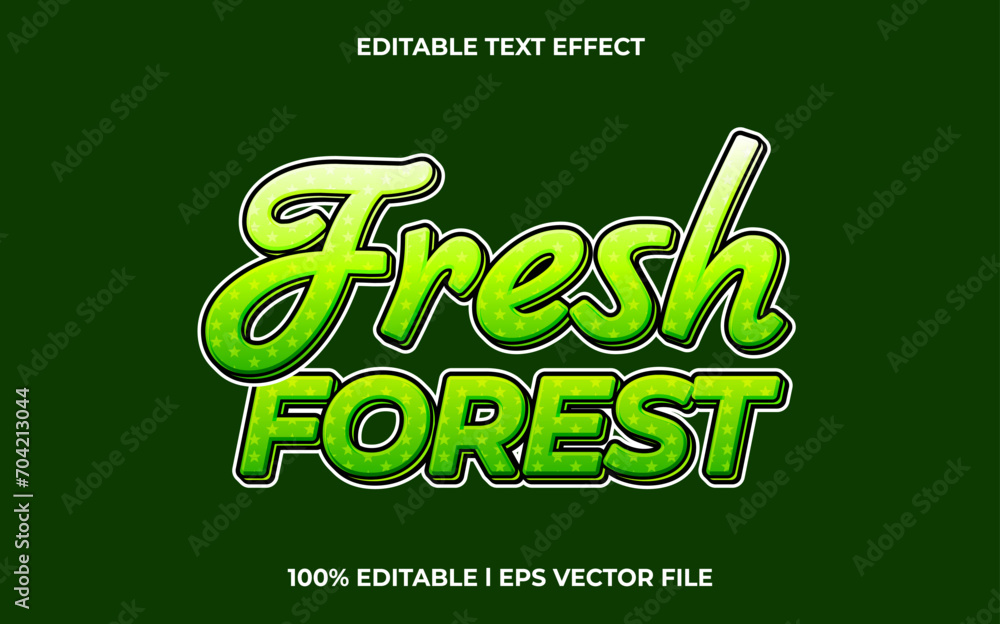 Poster vector fresh forest editable font. typography template text effect. lettering vector illustration lo