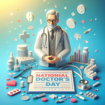 International doctors day theme logo Image 3d Photo celebrate doctors day