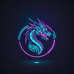 dragon on a black, dragon head tattoo, dragon design, dragon head design, dragon neon or chinese zodiac year of the dragon, chinese new year, chinese new year, logo iconic dragon, circel logo dragon