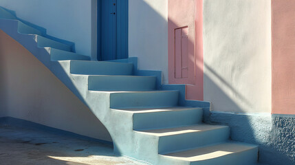 scene background stairs building pastel color ai generative