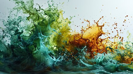 Set Abstract Green Watercolor Water Splash, Wallpaper Pictures, Background Hd