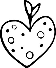 Leafy Doodle Heart with Circles Inside for Valentines Day Coloring Hand Drawn Illustration