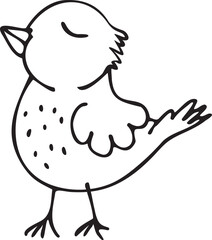 Sweet and Charming Hand Drawn Illustration of a Bird in Doodle Style, Perfect for Kids Coloring