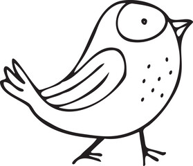 Sweet Bird Hand Drawn Coloring Illustration