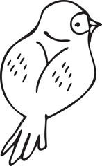 Sitting Bird Kids Coloring Hand Drawn Illustration