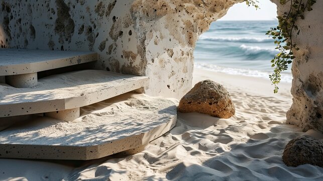 Summer Sale Podium Display Pile Sand, Wallpaper Pictures, Background Hd