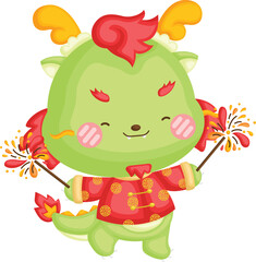 Obraz na płótnie Canvas a vector of a cute dragon celebrating Chinese New Year 