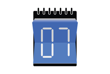 Calendar day 7. Number ONE on a white paper with red border on background.