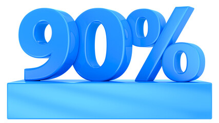 90 Percent Blue Number 3D Rendering