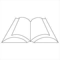Continuous single line open book art drawing vector style illustration