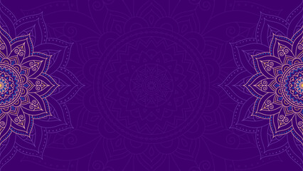 Celestial Orchid Radiance Of Luxurious Mandala Lines and Patterns Horizontal Vector Background - obrazy, fototapety, plakaty