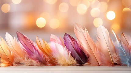 A collection of feathers, each unique in color and detail, rests on a table.