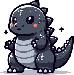 Godzilla angry, anime cute little character, vector illustration © Agustin A