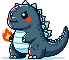 Godzilla cute character, vector illustration isolated