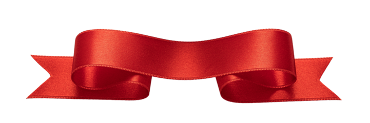 Red glossy textile ribbon photo. Cut and ready for overlay
