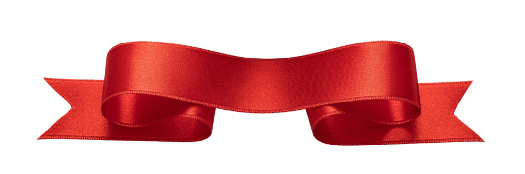 Red glossy textile ribbon photo. Cut and ready for overlay