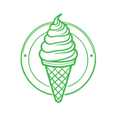 Green Ice Cream in Circle Illustration